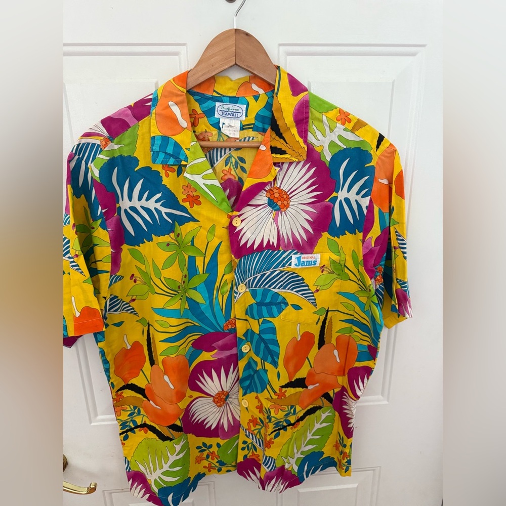 Vtg Original Jams World Surf Line Combo Shirt Tag - L- 80s Hawaiian Floral RARE